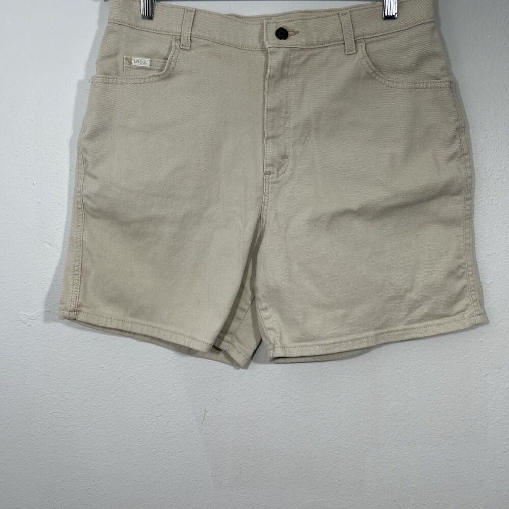 Vtg Lee Jean Shorts Womens 16 L Beige Denim Jorts Skater 90s Y2K USA‎ Made